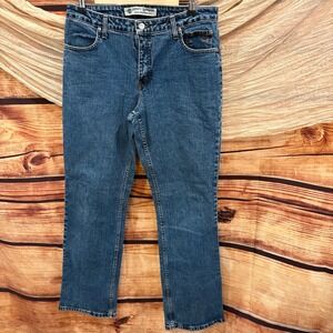 Harley‎ Davidson Bootcut Medium Wash Mid Rise Denim Riding Jeans Womens 12